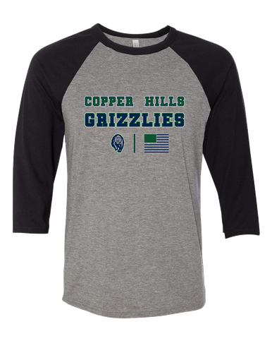 Copper Hills Grizzlies Spirit Flag Men's Baseball T-Shirt
