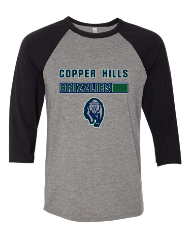 Copper Hills Grizzlies Mascot #7 Women's Baseball T-Shirt