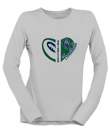 Copper Hills Grizzlies Heart Football Women's LS T-Shirt