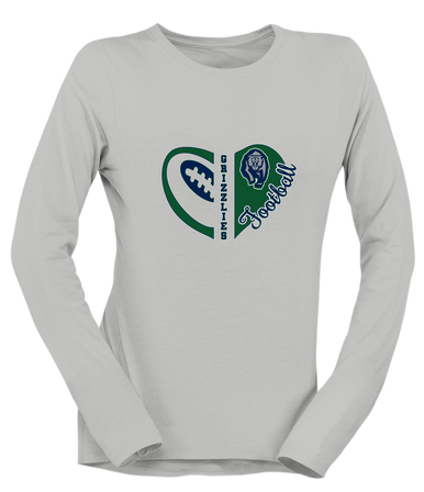 Copper Hills Grizzlies Heart Football Women's Premium LS T-Shirt