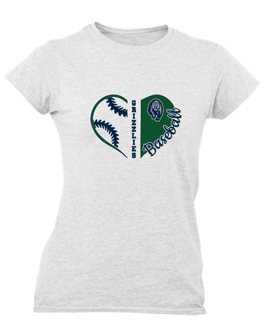 Copper Hills Grizzlies Heart Baseball Women's SS T-Shirt