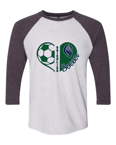 Copper Hills Grizzlies Heart Soccer Women's Baseball T-Shirt