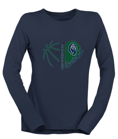 Copper Hills Grizzlies Heart Basketball Women's LS T-Shirt