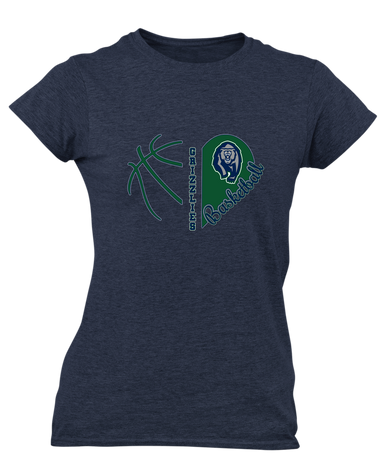 Copper Hills Grizzlies Heart Basketball Women's Premium SS T-Shirt