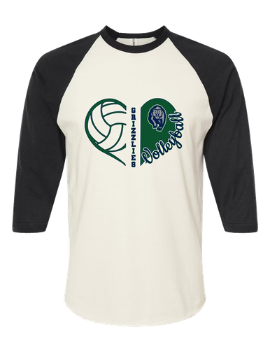 Copper Hills Grizzlies Heart Volleyball Women's Baseball T-Shirt