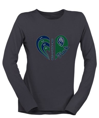 Copper Hills Grizzlies Heart Track Women's LS T-Shirt