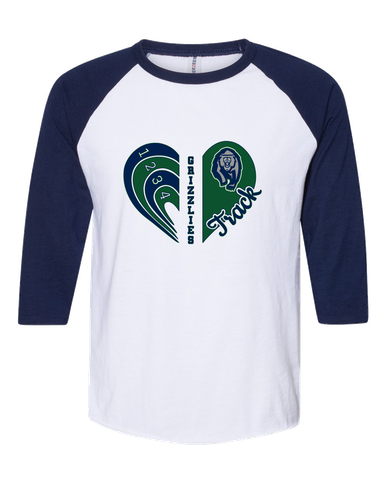 Copper Hills Grizzlies Heart Track Women's Baseball T-Shirt