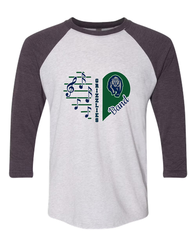 Copper Hills Grizzlies Heart Band Women's Baseball T-Shirt