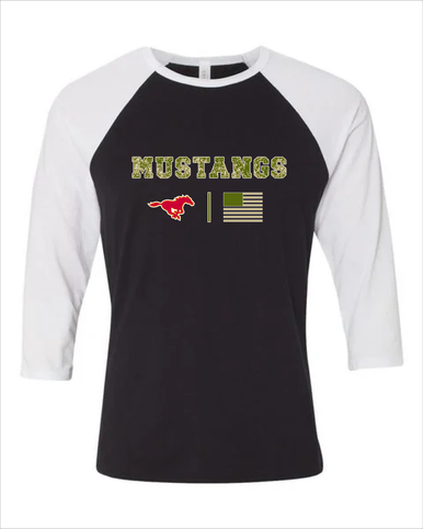 Abraham Lincoln Mustangs Camo Flag Women's Baseball T-Shirt