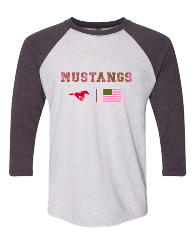 Abraham Lincoln Mustangs Pink Camo Flag Women's Baseball T-Shirt