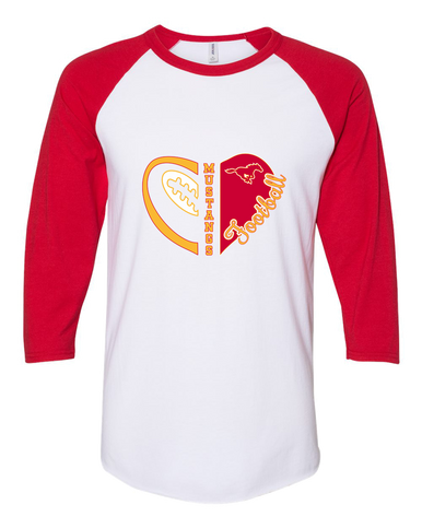Abraham Lincoln Mustangs Heart Football Women's Baseball T-Shirt