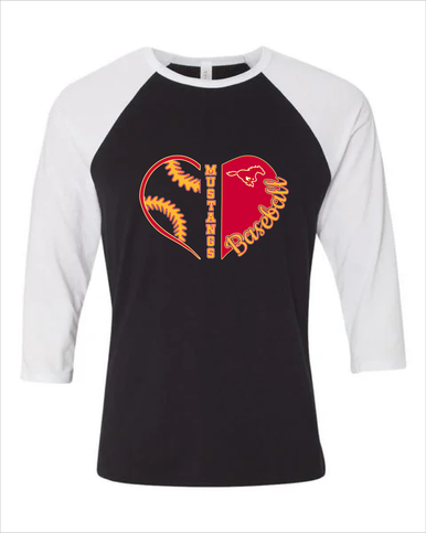 Abraham Lincoln Mustangs Heart Baseball Women's Baseball T-Shirt