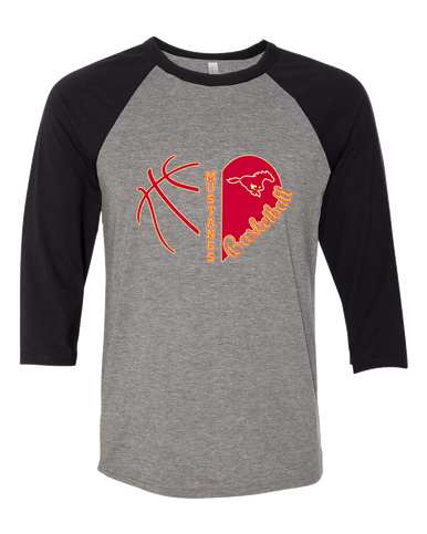 Abraham Lincoln Mustangs Heart Basketball Women's Baseball T-Shirt
