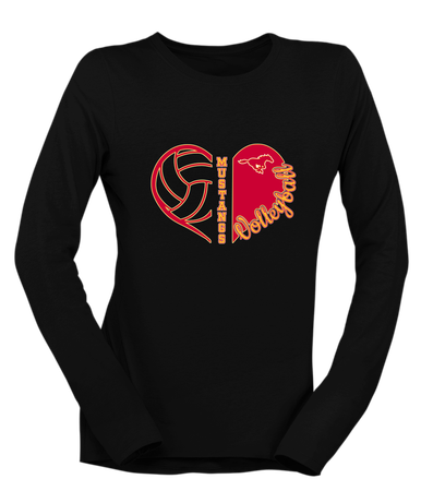 Abraham Lincoln Mustangs Heart Volleyball Women's LS T-Shirt