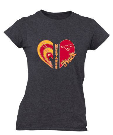 Abraham Lincoln Mustangs Heart Track Women's SS T-Shirt