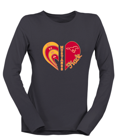 Abraham Lincoln Mustangs Heart Track Women's LS T-Shirt