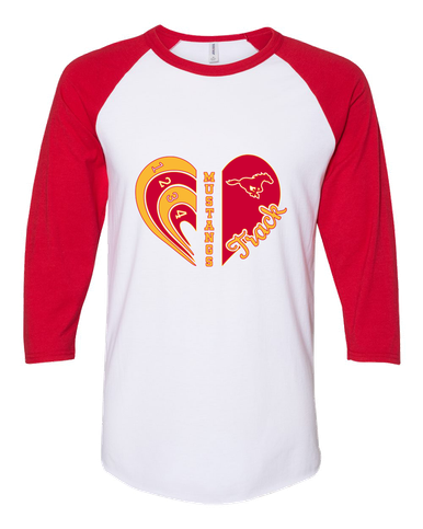 Abraham Lincoln Mustangs Heart Track Women's Baseball T-Shirt