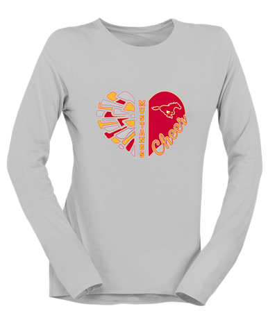 Abraham Lincoln Mustangs Heart Cheer Women's LS T-Shirt