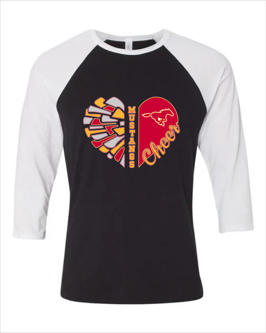 Abraham Lincoln Mustangs Heart Cheer Women's Baseball T-Shirt
