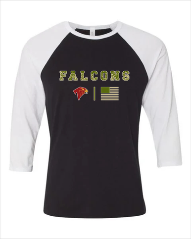 Torrey Pines Falcons Camo Flag Men's Baseball T-Shirt