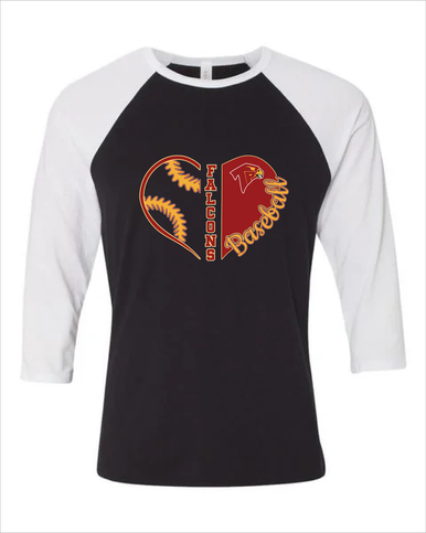 Torrey Pines Falcons Heart Baseball Women's Baseball T-Shirt