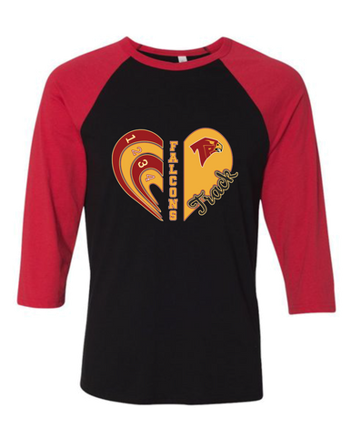 Torrey Pines Falcons Heart Track Women's Baseball T-Shirt