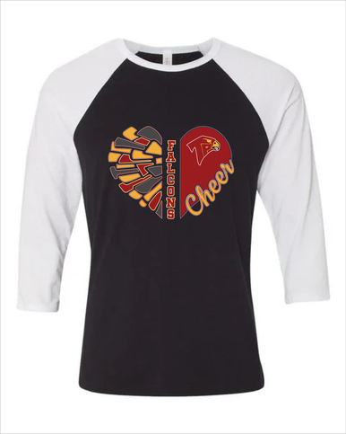 Torrey Pines Falcons Heart Cheer Women's Baseball T-Shirt