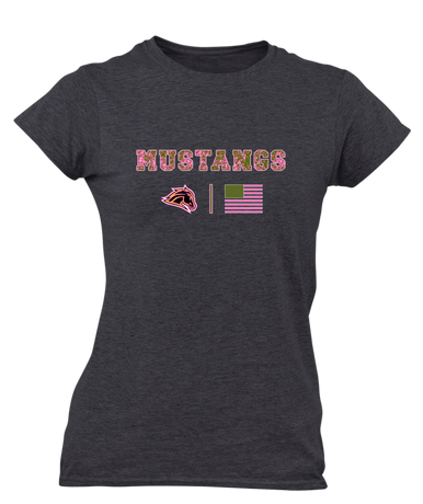 Metea Valley Mustangs Pink Camo Flag Women's Premium SS T-Shirt