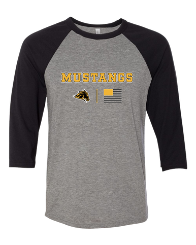 Metea Valley Mustangs Team Colors Flag Women's Baseball T-Shirt