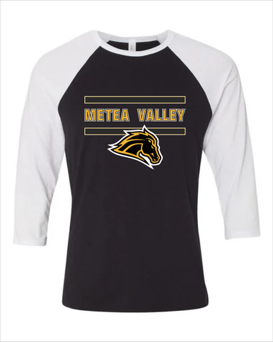 Metea Valley Mustangs Mascot #4 Women's Baseball T-Shirt
