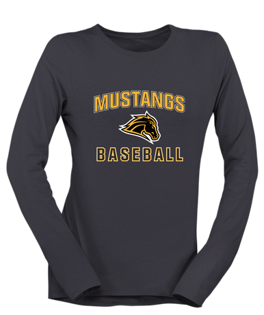 Metea Valley Mustangs Baseball #1 Women's LS T-Shirt