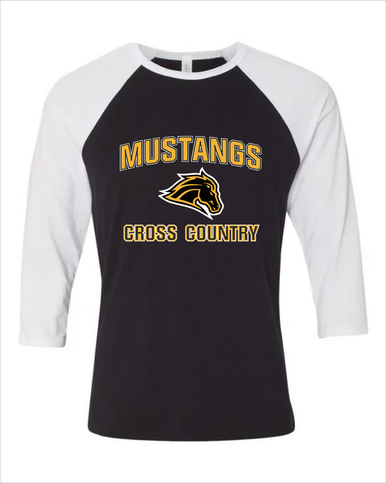 Metea Valley Mustangs Cross Country Men's Baseball T-Shirt