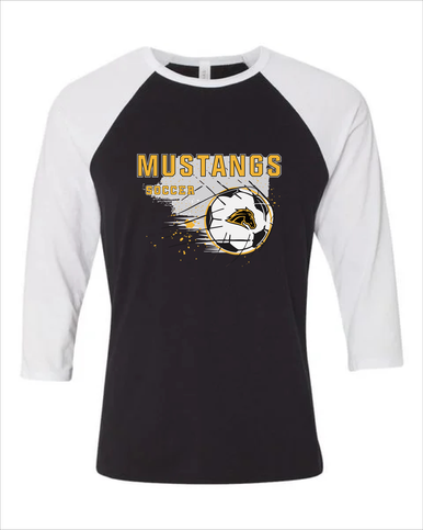 Metea Valley Mustangs Soccer #2 Men's Baseball T-Shirt