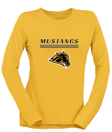 Metea Valley Mustangs Mascot #8 Women's LS T-Shirt