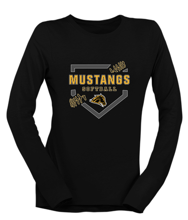 Metea Valley Mustangs Softball #2 Women's LS T-Shirt