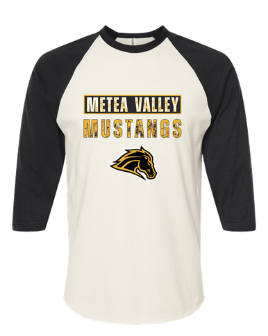 Metea Valley Mustangs Mascot #9 Women's Baseball T-Shirt