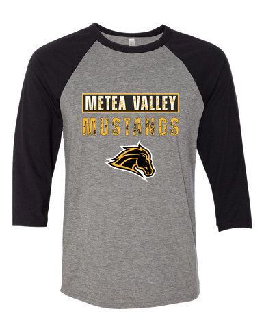 Metea Valley Mustangs Mascot #9 Men's Baseball T-Shirt