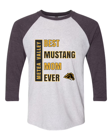 Metea Valley Mustangs Best Mustang Mom Women's Baseball T-Shirt