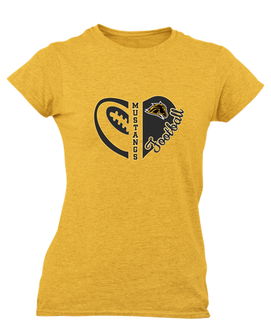 Metea Valley Mustangs Heart Football Women's SS T-Shirt