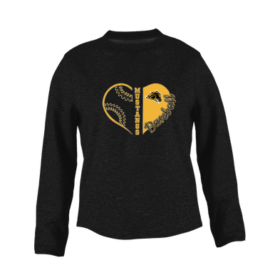 Metea Valley Mustangs Heart Baseball Women's Sweatshirt