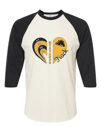 Metea Valley Mustangs Heart Track Women's Baseball T-Shirt