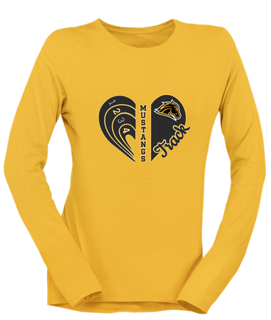 Metea Valley Mustangs Heart Track Women's LS T-Shirt