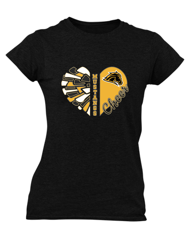 Metea Valley Mustangs Heart Cheer Women's SS T-Shirt