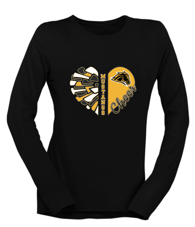 Metea Valley Mustangs Heart Cheer Women's LS T-Shirt