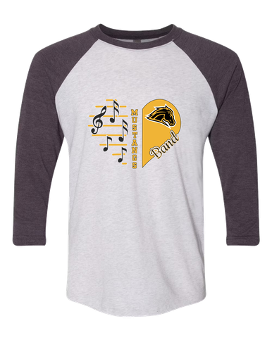 Metea Valley Mustangs Heart Band Women's Baseball T-Shirt