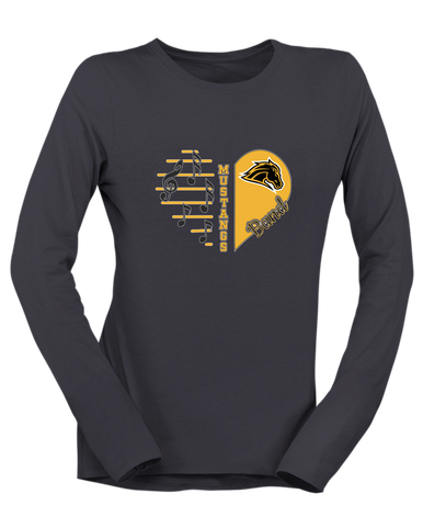 Metea Valley Mustangs Heart Band Women's LS T-Shirt