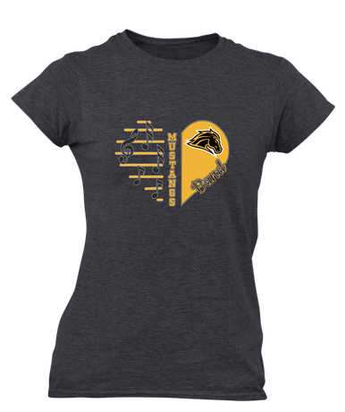 Metea Valley Mustangs Heart Band Women's SS T-Shirt