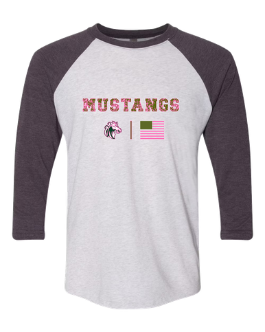 Morgan Park Mustangs Pink Camo Flag Women's Baseball T-Shirt