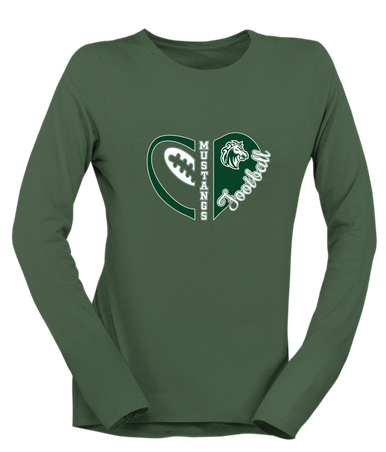 Morgan Park Mustangs Heart Football Women's LS T-Shirt