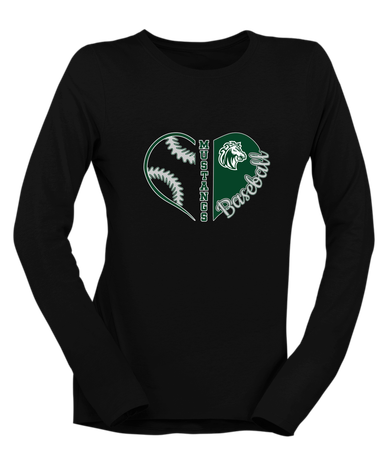 Morgan Park Mustangs Heart Baseball Women's LS T-Shirt